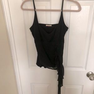 Pretty Black Tank w/ Side Ruffle